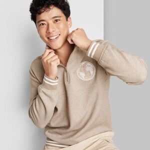 Beige Quarter-Zip Pullover